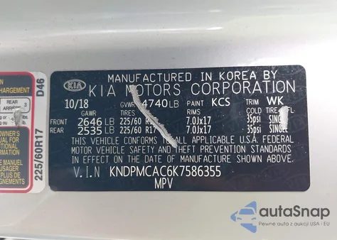 2019 Kia Sportage Lx z USA, uszkodzony, nr VIN KNDPMCAC6K7586355